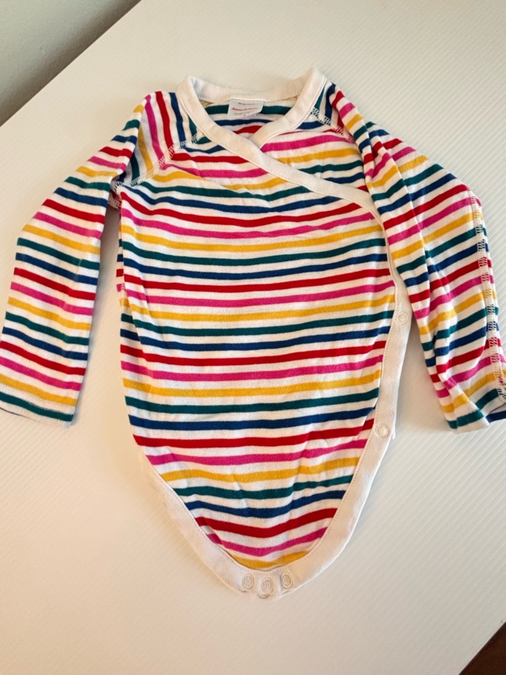 Hanna Andersson Rainbow Stripe Onsie Wrap-Front  SZ 2T